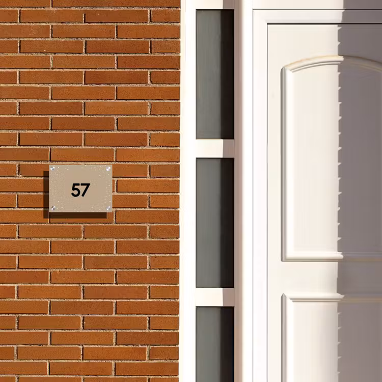 Naambordje voordeur - Rechthoek - Beige met stippen - Traditioneel — 3