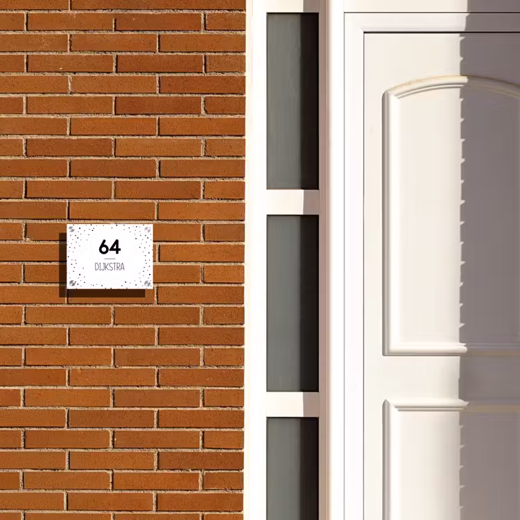 Naambordje voordeur - Rechthoek - Wit met stippen - Modern — 3