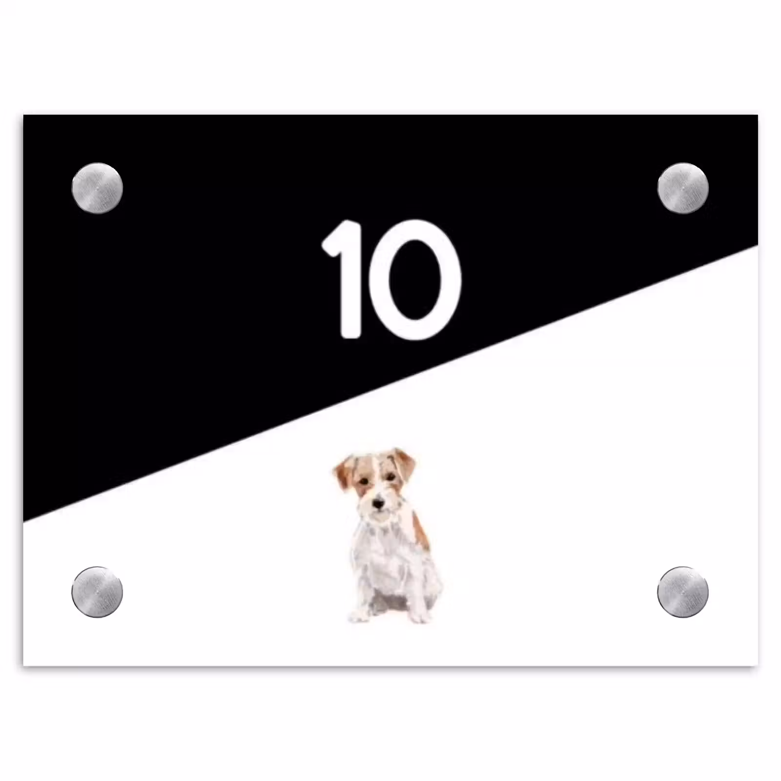 Naambordje voordeur - Rechthoek - Zwart wit - Huisdier - Jack Russel — 1