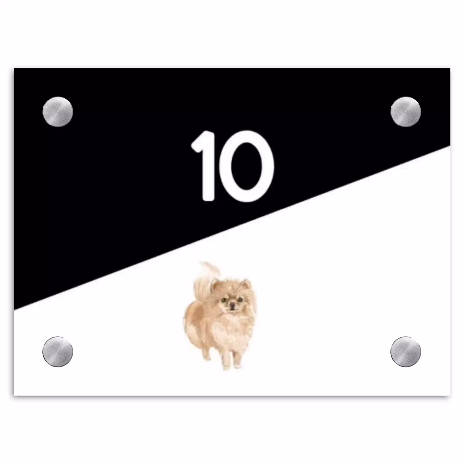 Naambordje voordeur - Rechthoek - Zwart wit - Huisdier - Pomeranian — 1