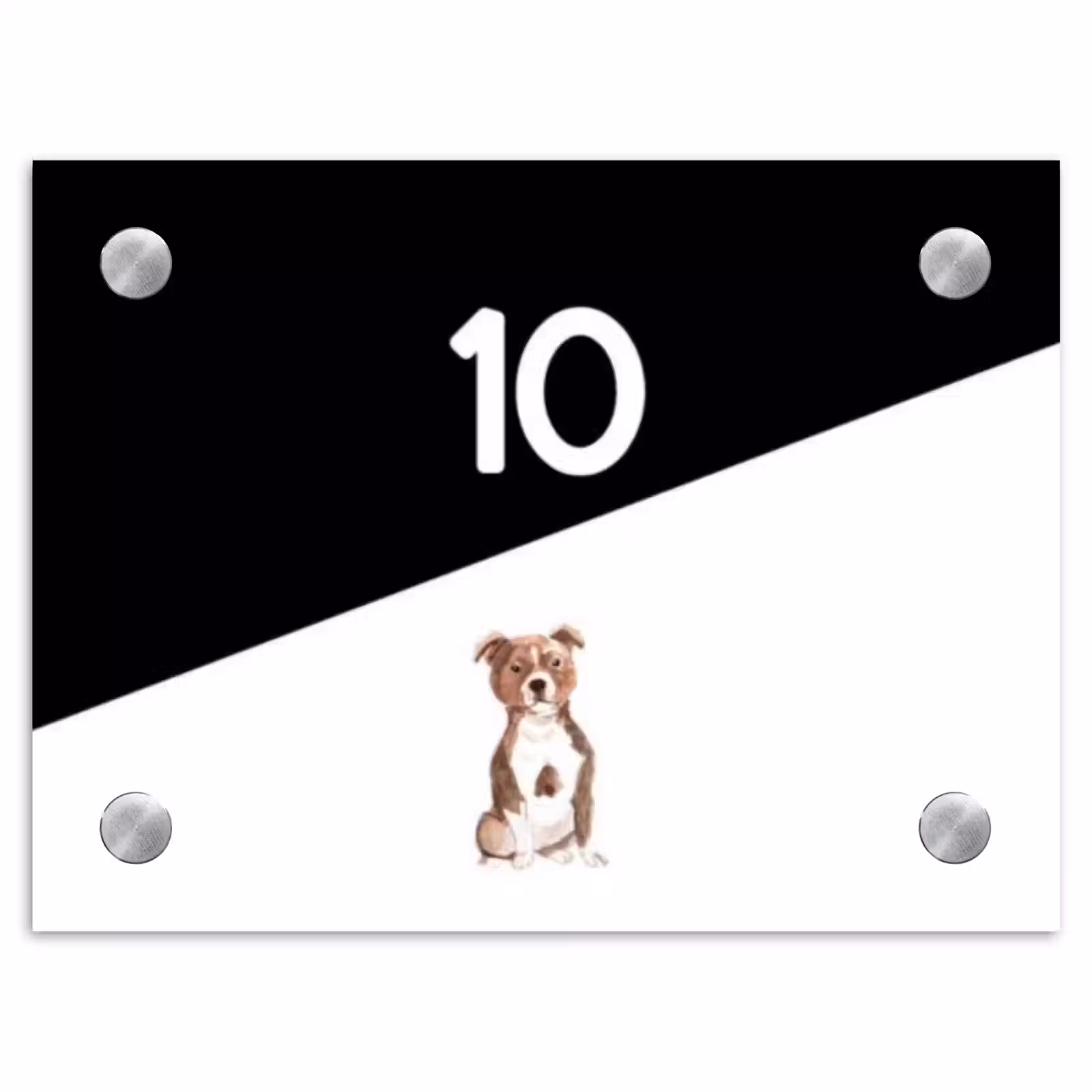 Naambordje voordeur - Rechthoek - Zwart wit - Huisdier - Staffordshire bullterriër — 1