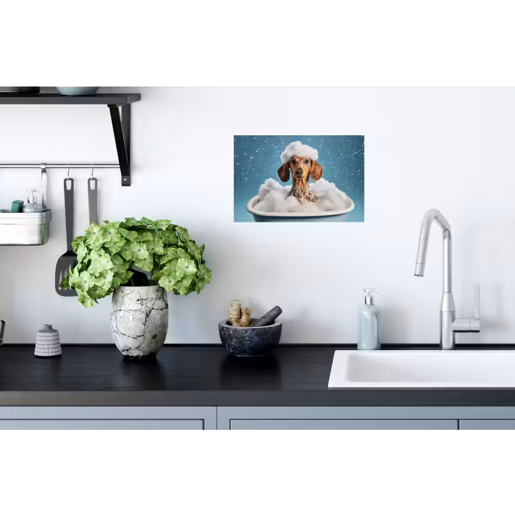 Muursticker - Teckel - Bad - Schuim - Waterdruppels — 2