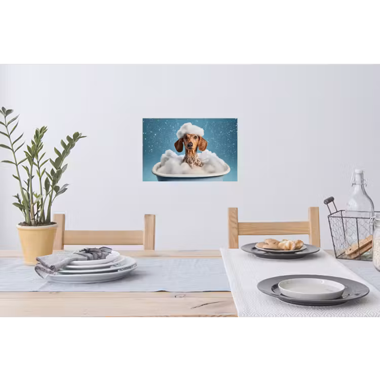 Muursticker - Teckel - Bad - Schuim - Waterdruppels — 3