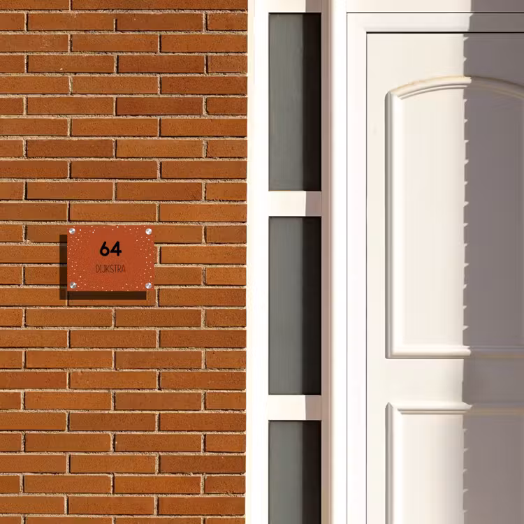 Naambordje voordeur - Rechthoek - Roestbruin met stippen - Modern — 3