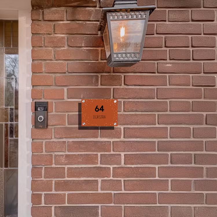 Naambordje voordeur - Rechthoek - Roestbruin met stippen - Modern — 5