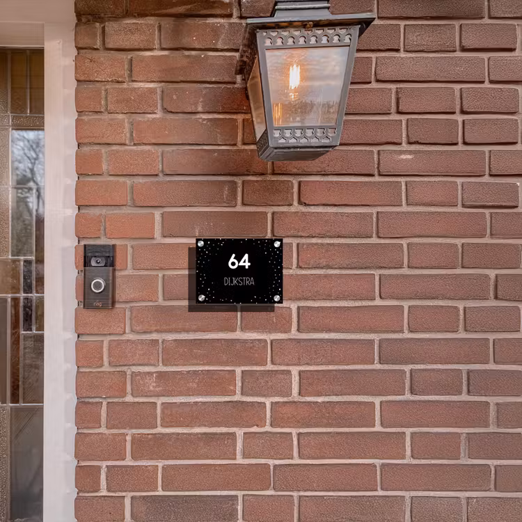 Naambordje voordeur - Rechthoek - Zwart met stippen - Modern — 5