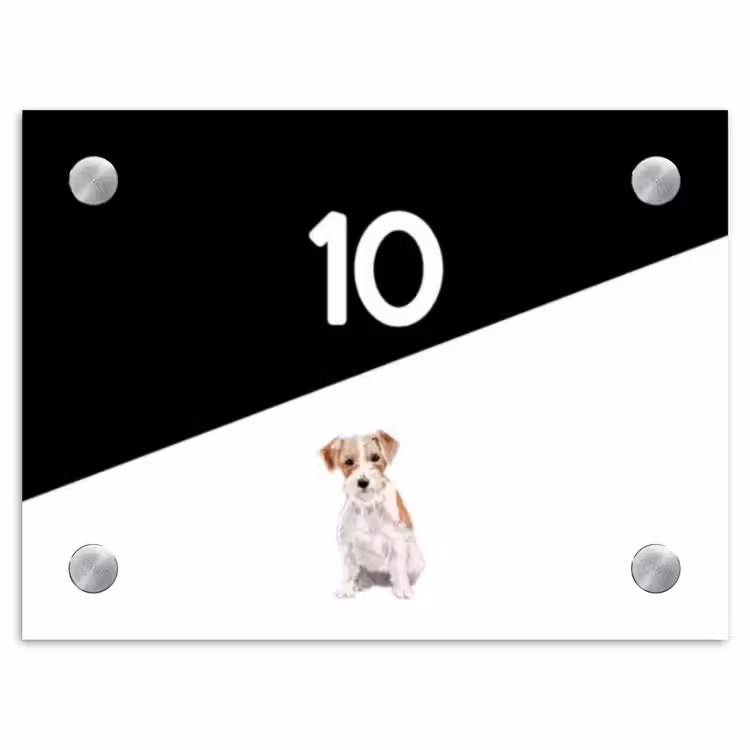 Naambordje voordeur - Rechthoek - Zwart wit - Huisdier - Jack Russel — 1