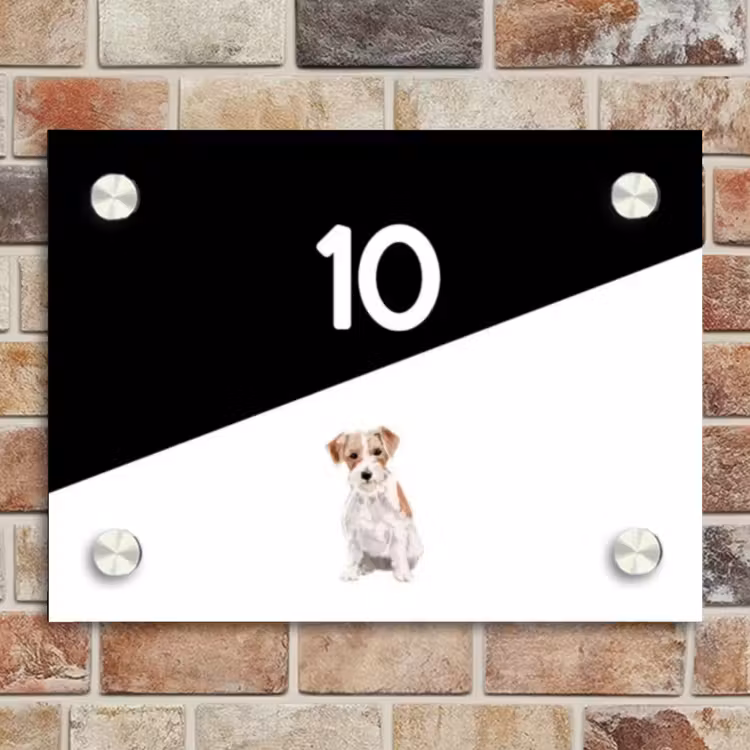 Naambordje voordeur - Rechthoek - Zwart wit - Huisdier - Jack Russel — 4