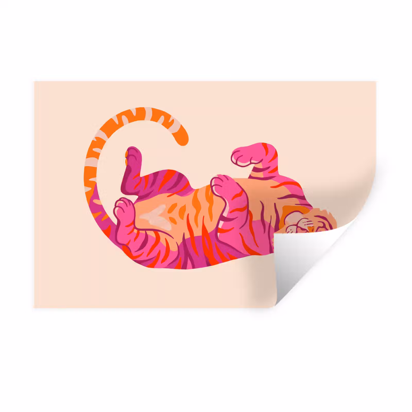 Muursticker - Tijger - Roze - Oranje — 1