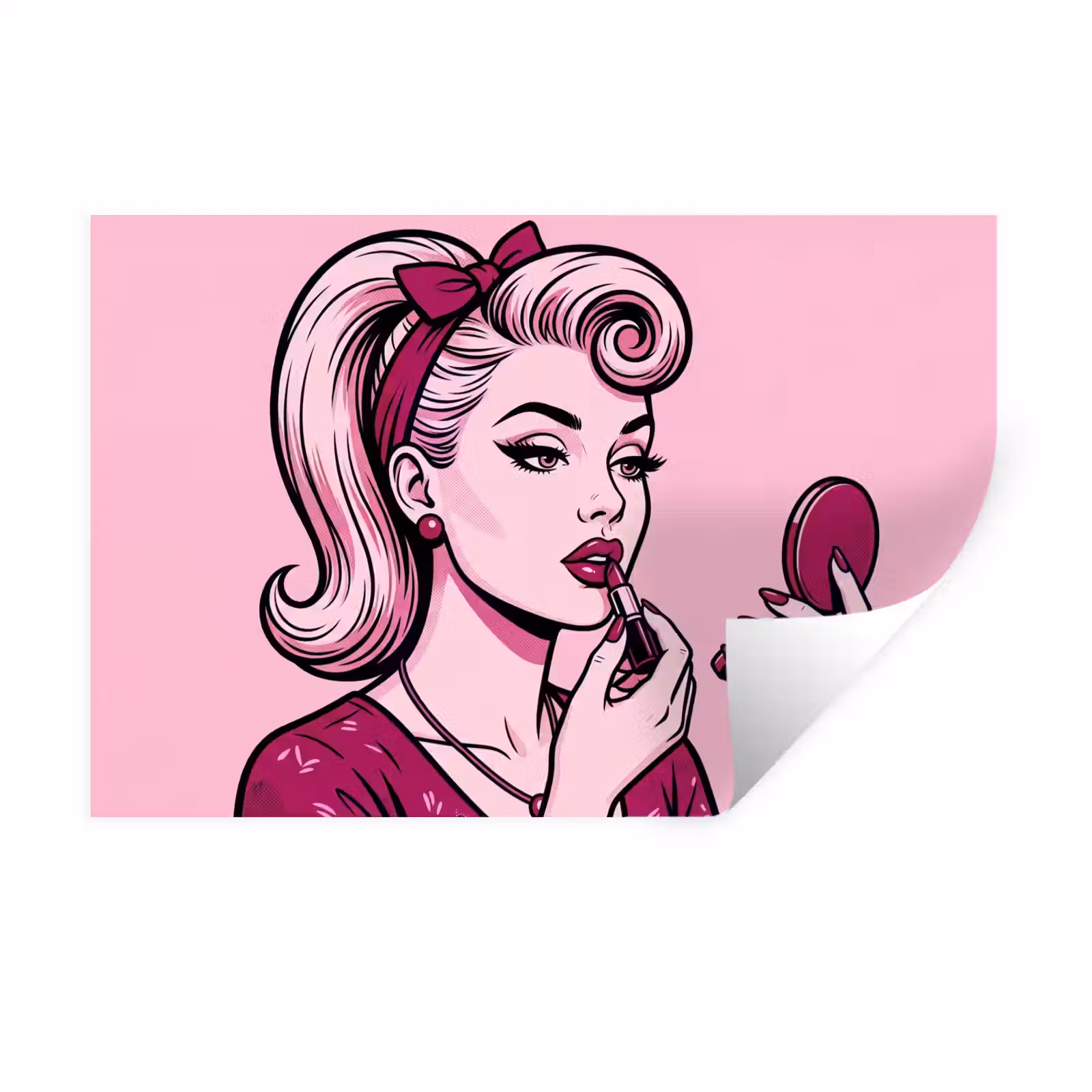 Muursticker - Vintage - Vrouw - Roze — 1