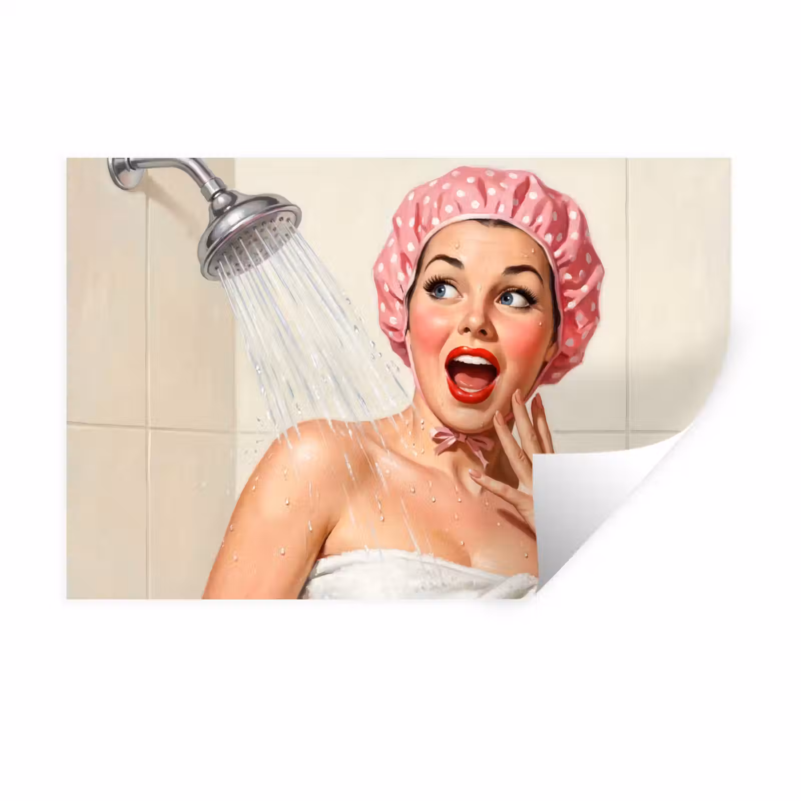 Muursticker - Vrouw - Douche - Roze — 1