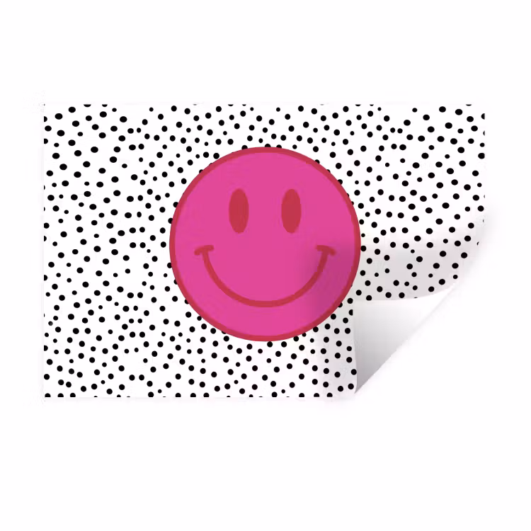 Muursticker - Smiley - Roze - Stippen — 1