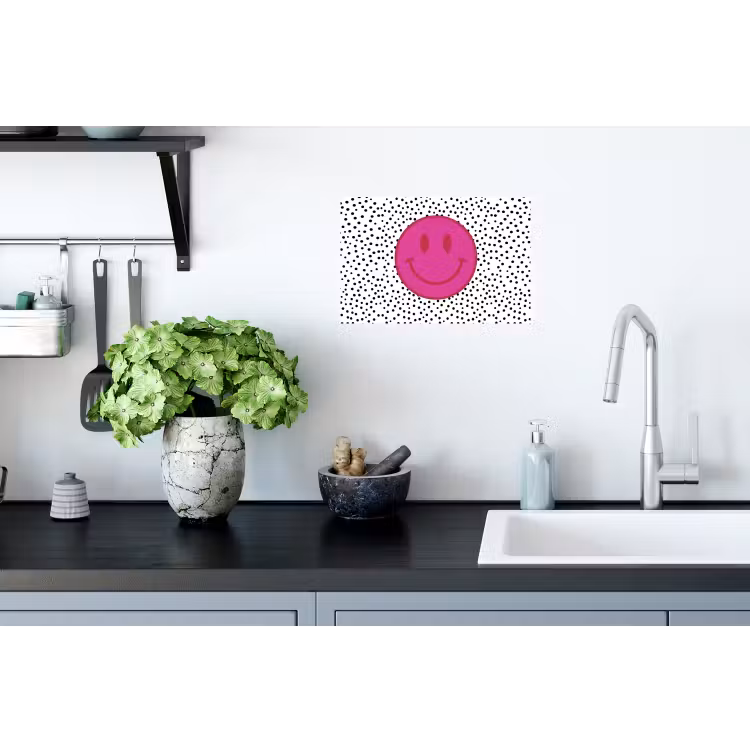 Muursticker - Smiley - Roze - Stippen — 2