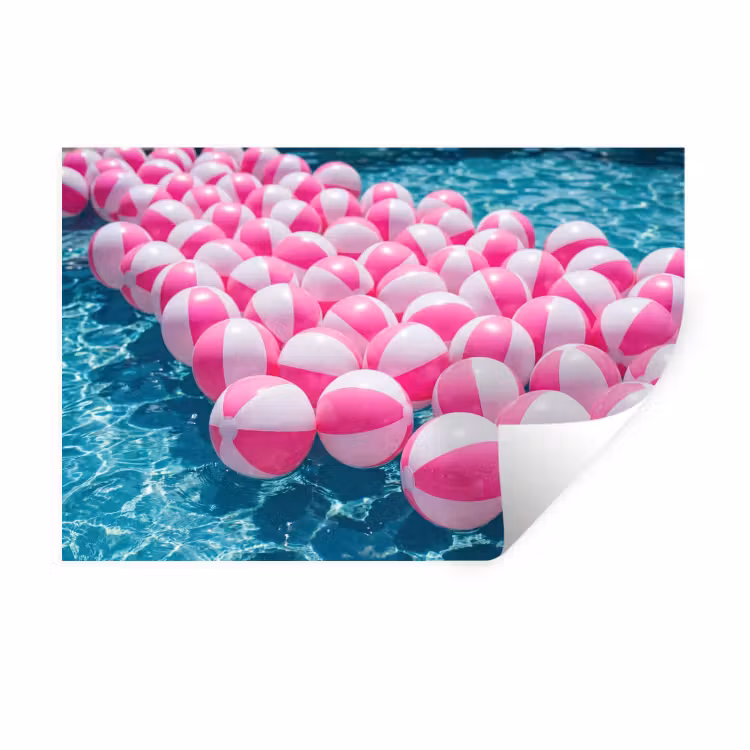 Muursticker - Strandballen - Roze - Water — 1