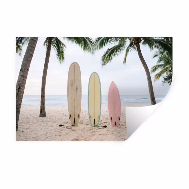 Muursticker - Surfboard - Palmbomen - Kleurrijk — 1