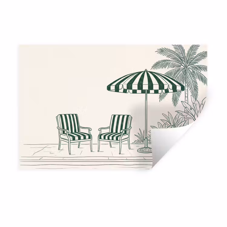 Muursticker - Terras - Illustratie - Groen — 1