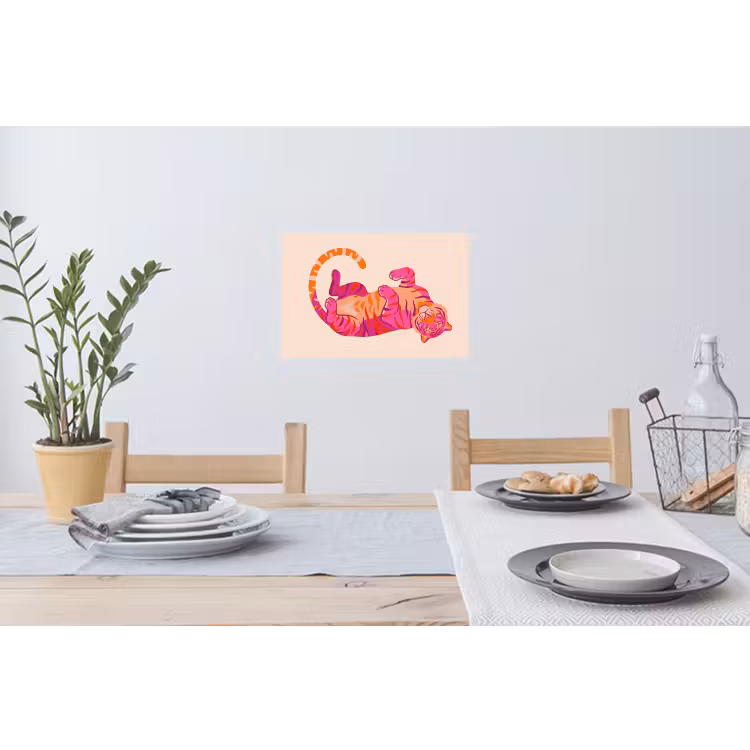 Muursticker - Tijger - Roze - Oranje — 3