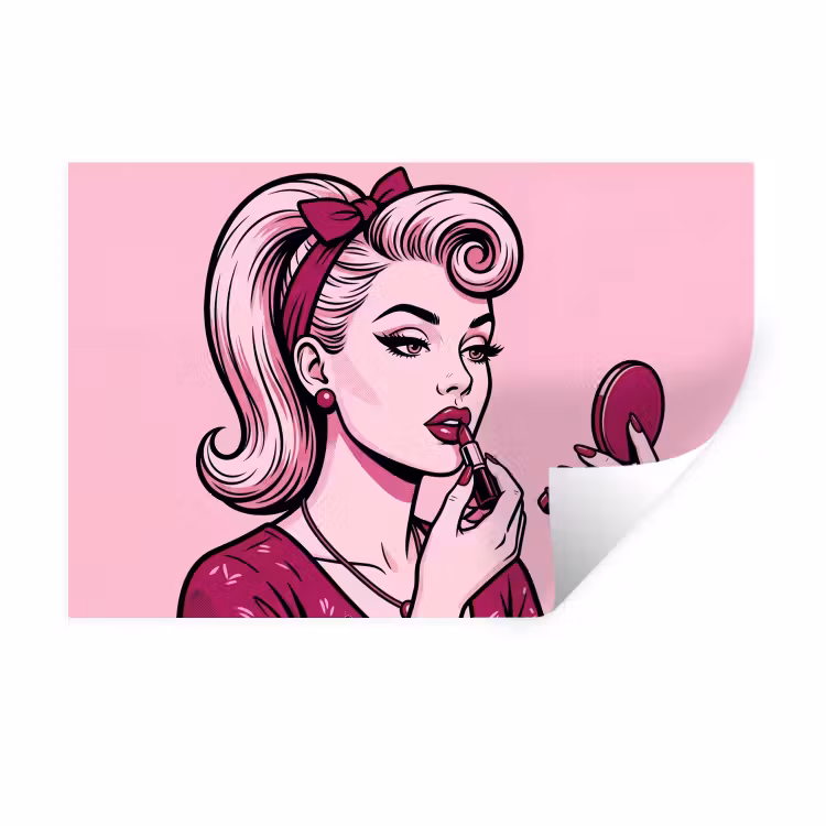 Muursticker - Vintage - Vrouw - Roze — 1