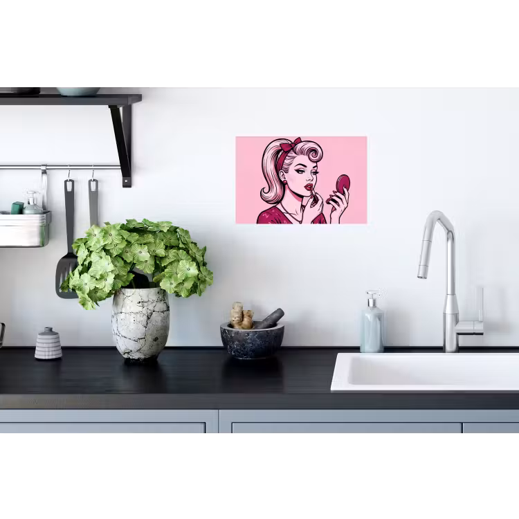 Muursticker - Vintage - Vrouw - Roze — 2