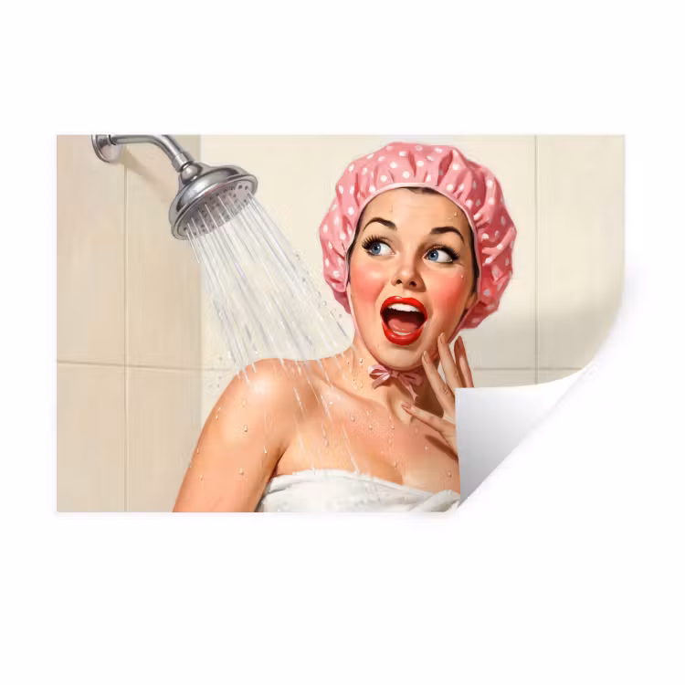 Muursticker - Vrouw - Douche - Roze — 1