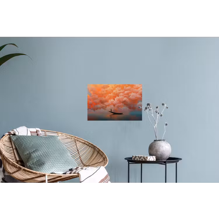 Muursticker - Zee - Boot - Wolken - Oranje — 4