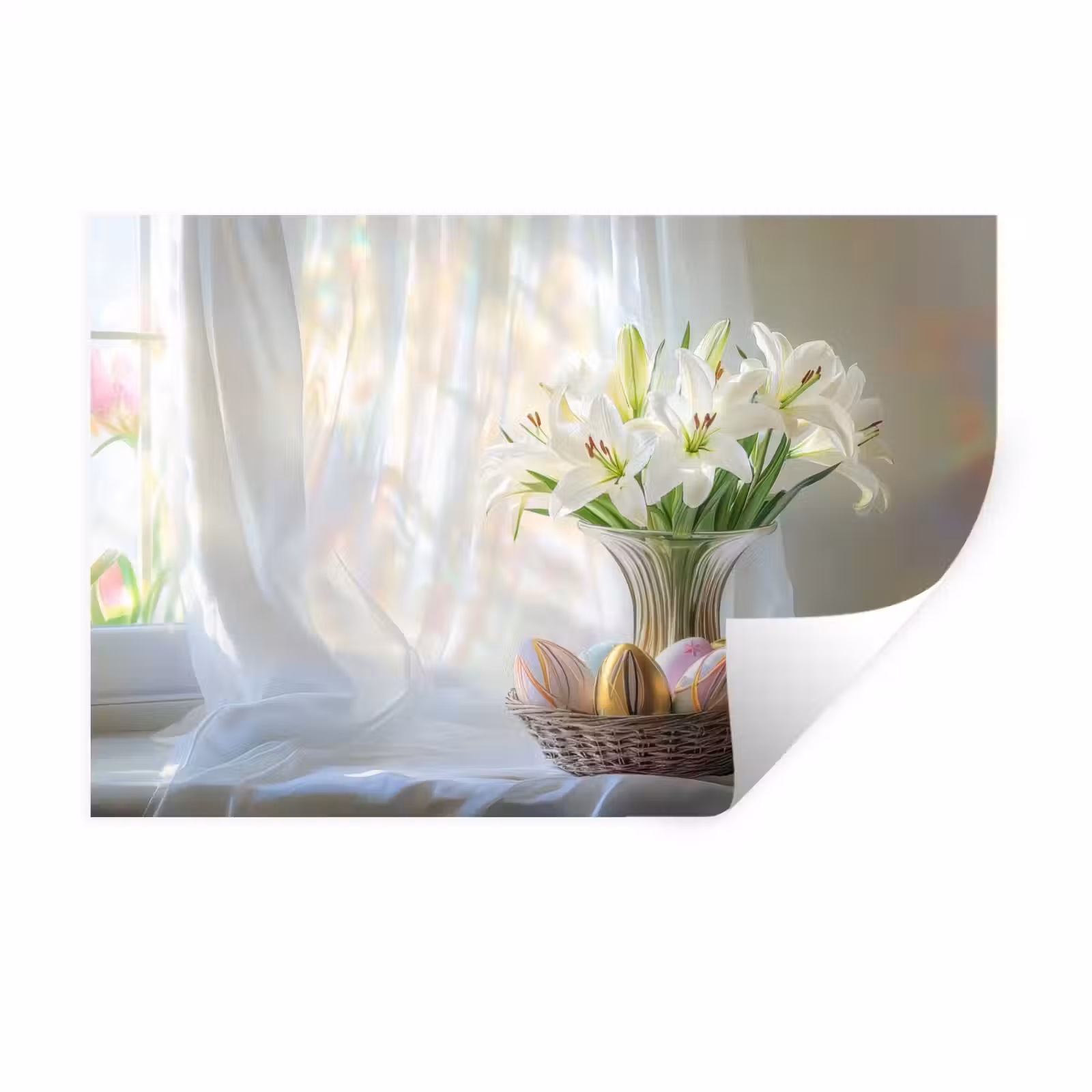 Muursticker - Vaas - Eieren - Bloemen — 1