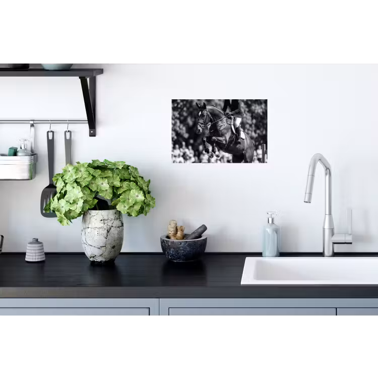 Muursticker - Springen - Paard - Zwart - Wit — 2