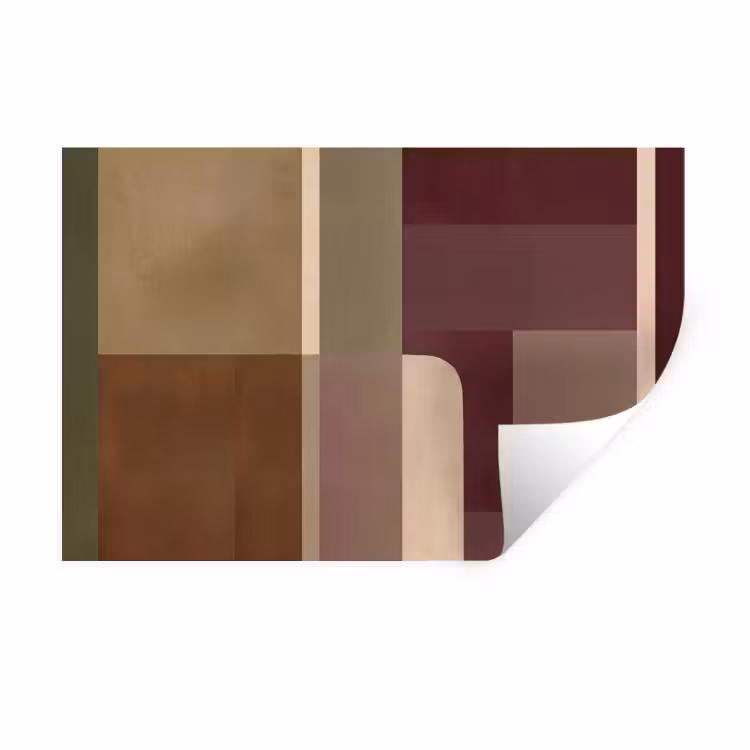 Muursticker - Vlakken - Abstract - Bordeaux - Lijnen — 1