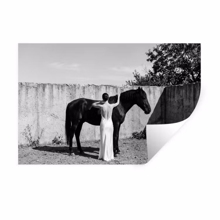 Muursticker - Vrouw - Paard - Artistiek — 1