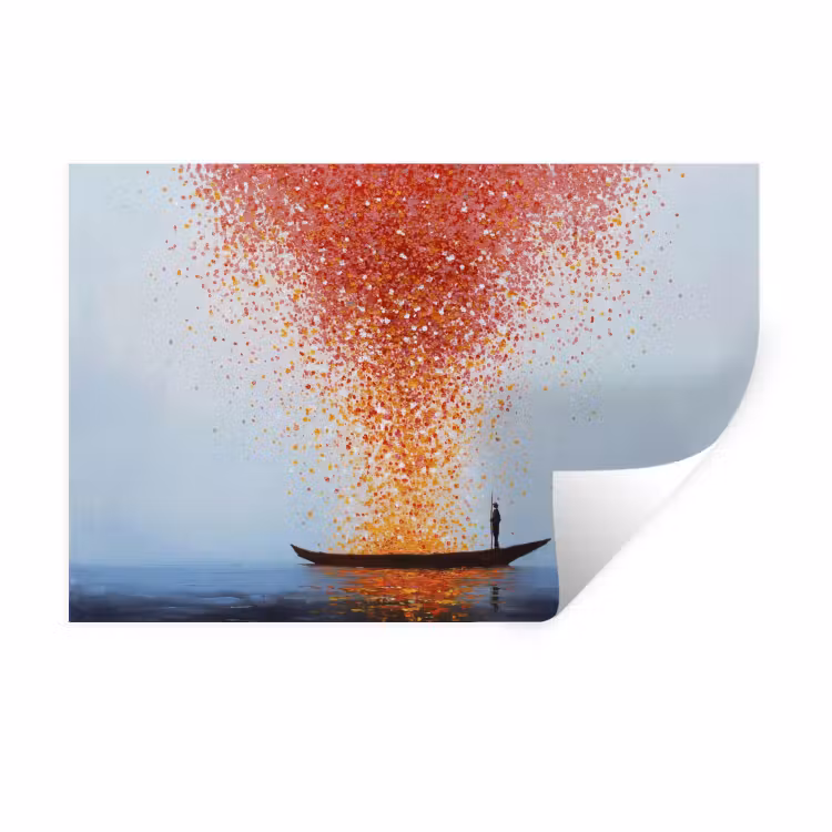 Muursticker - Wolk - Confetti - Boot - Wateroppervlakte — 1