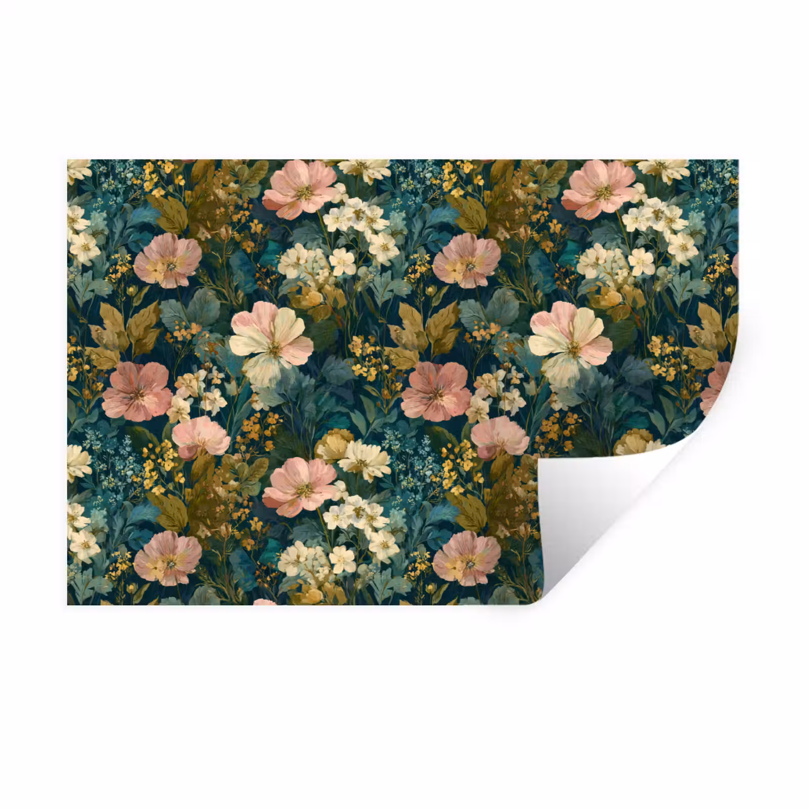 Muursticker - Wilde bloemen - Botanisch - Patroon - Roze - Romantisch — 1