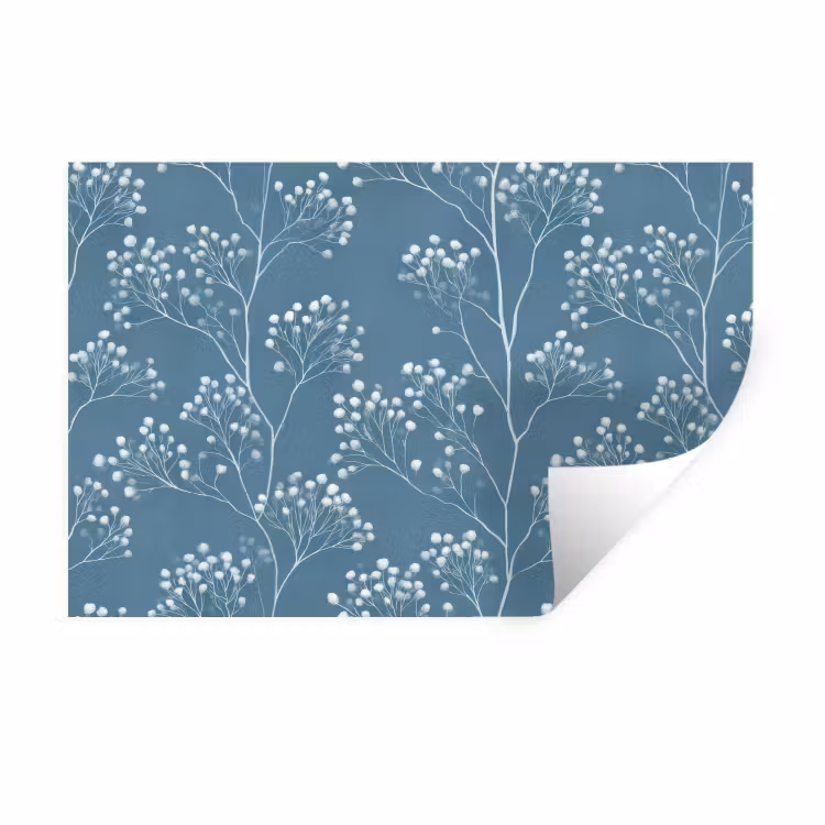 Muursticker - Takken - Bessen - Patroon - Lichtblauw — 1