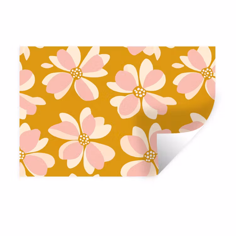 Muursticker - Vintage - Bloemen - Okergeel — 1