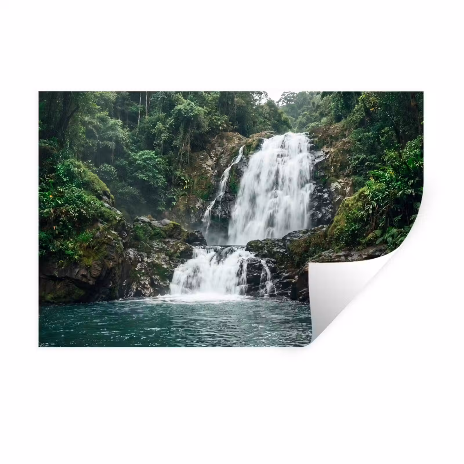 Muursticker - Waterfall - Forest - Nature - Greenkhgyguyg — 1