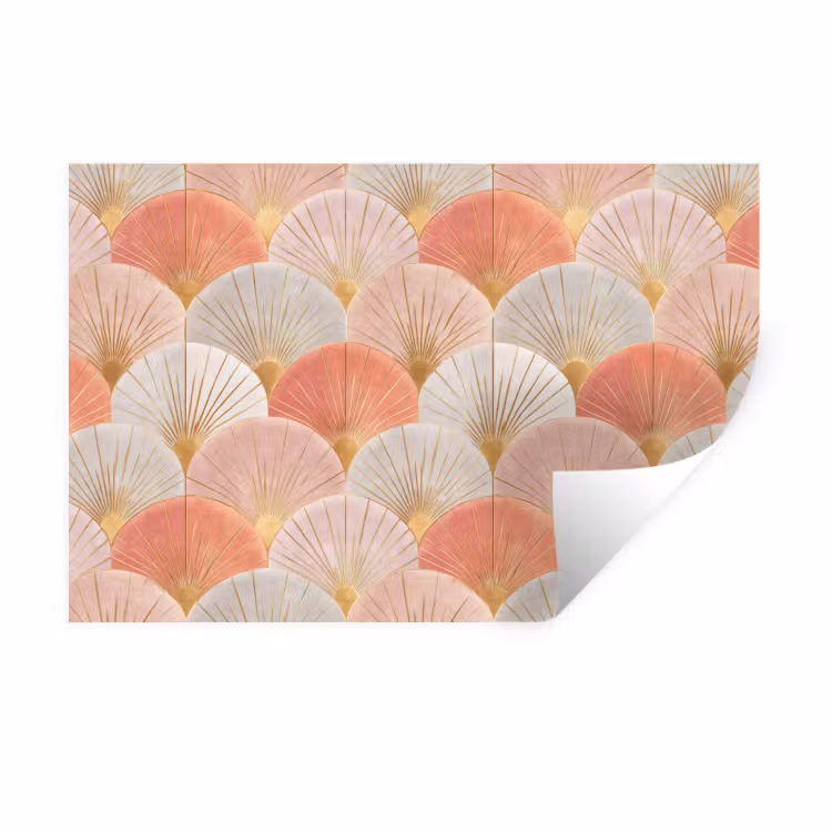 Muursticker - Waaiers - Goud - Roze — 1