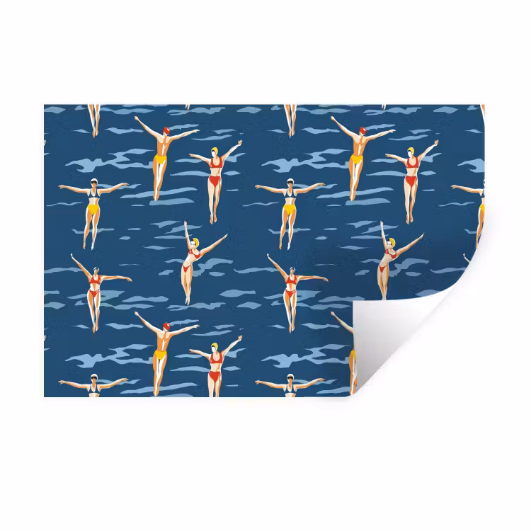 Muursticker - Zwemsters- Retro - Blauw — 1
