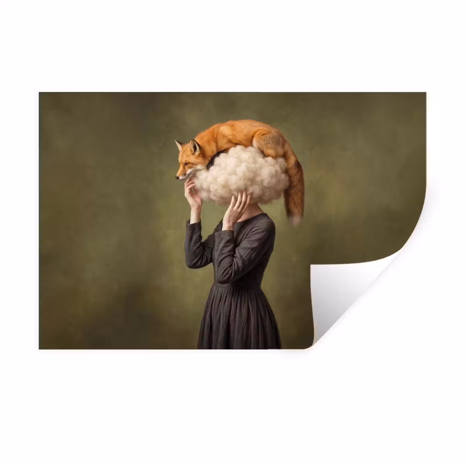Muursticker - Vos - Surrealistisch - Groen — 1