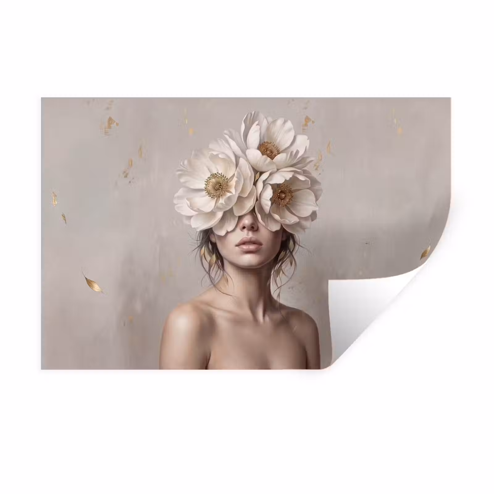 Muursticker - Vrouw - Pioenroos - Wit — 1