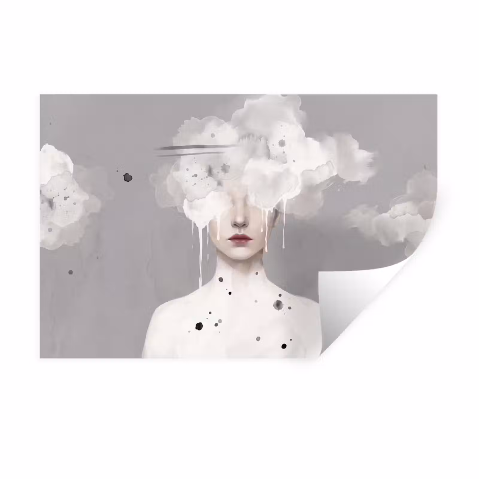 Muursticker - Vrouw - Wolk - Grijs — 1