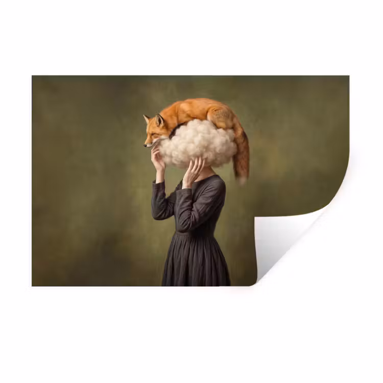 Muursticker - Vos - Surrealistisch - Groen — 1