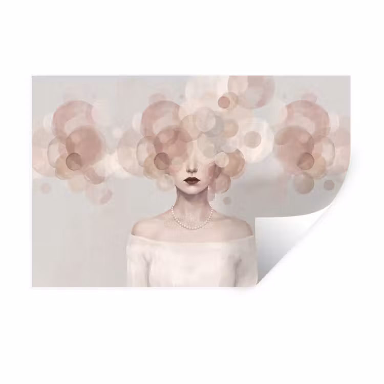Muursticker - Vrouw - Cirkels - Beige — 1