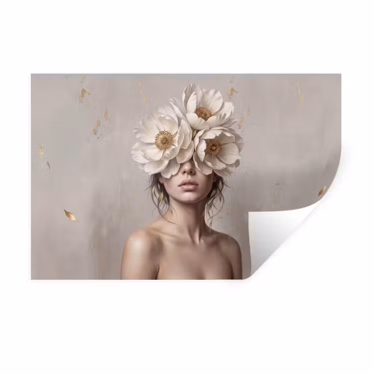 Muursticker - Vrouw - Pioenroos - Wit — 1
