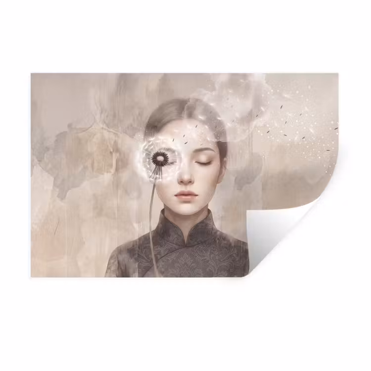 Muursticker - Vrouw - Sereen - Grijs — 1