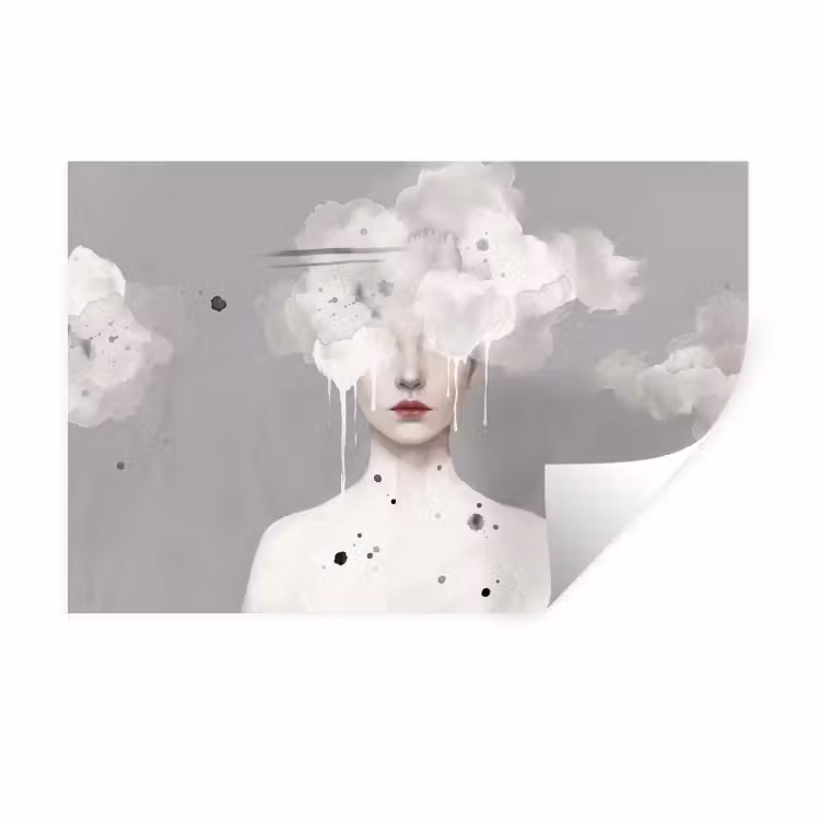 Muursticker - Vrouw - Wolk - Grijs — 1