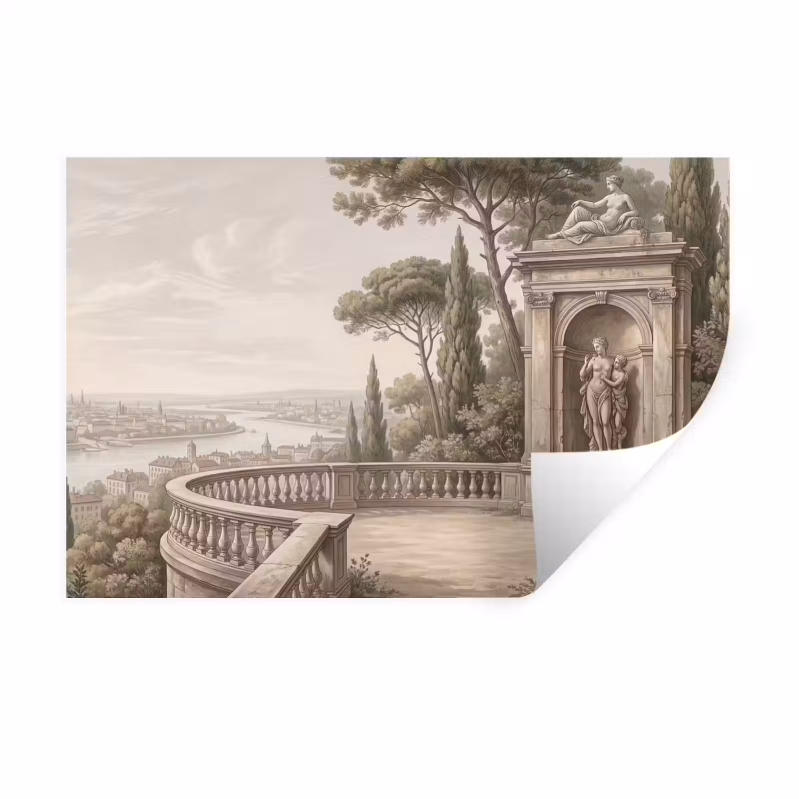 Muursticker - Terras - Stad - Uitzicht - Rivier — 1