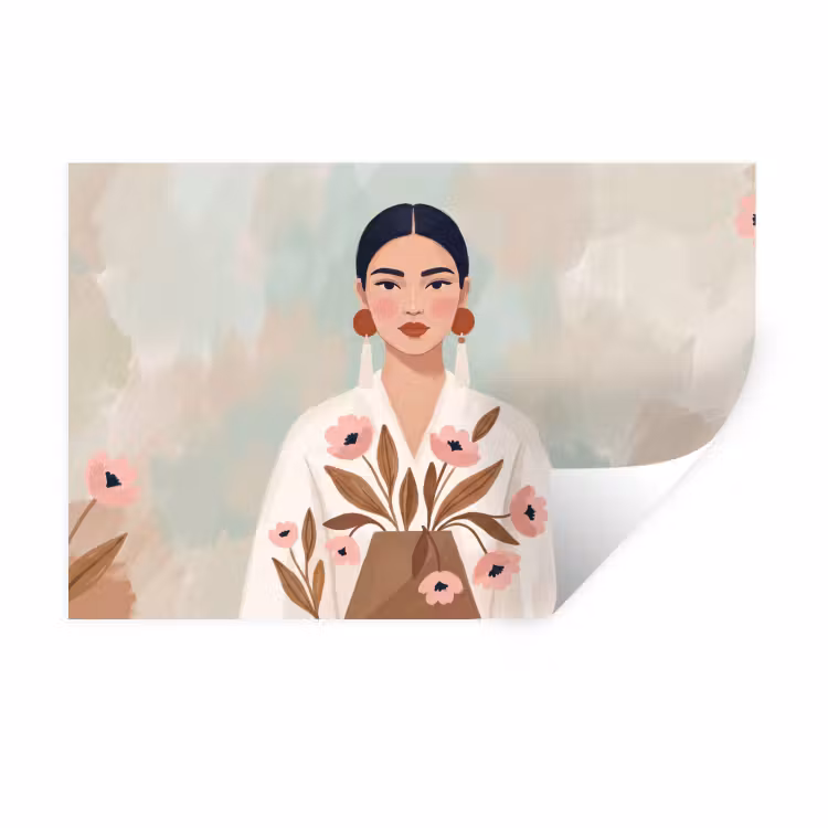 Muursticker - Vrouw - Kimono - Pastel — 1