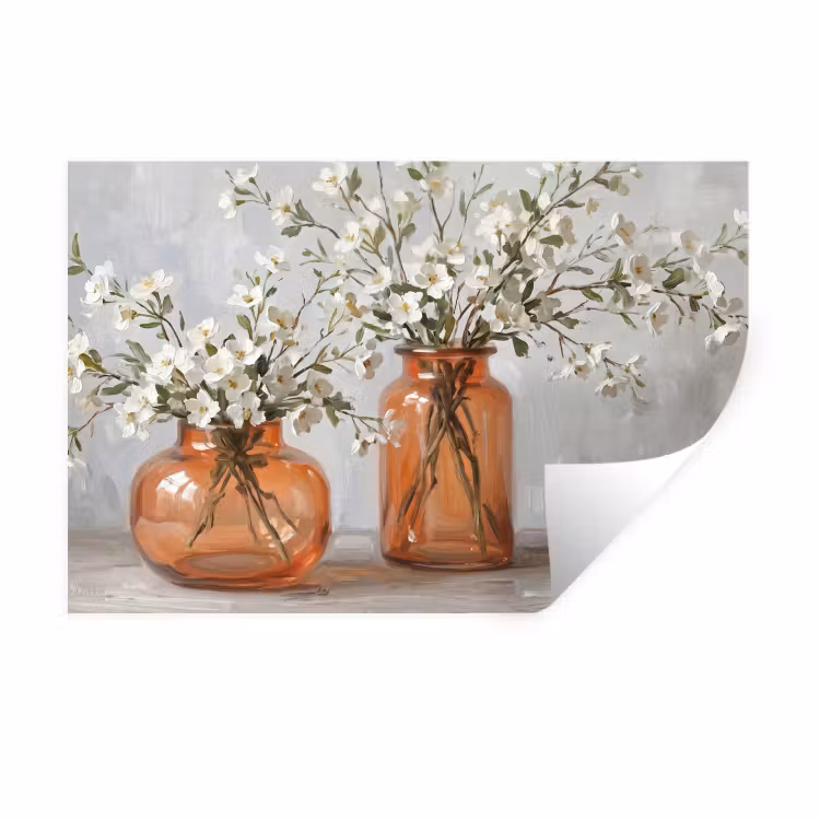 Muursticker - Vazen - Bloemen - Oranje — 1