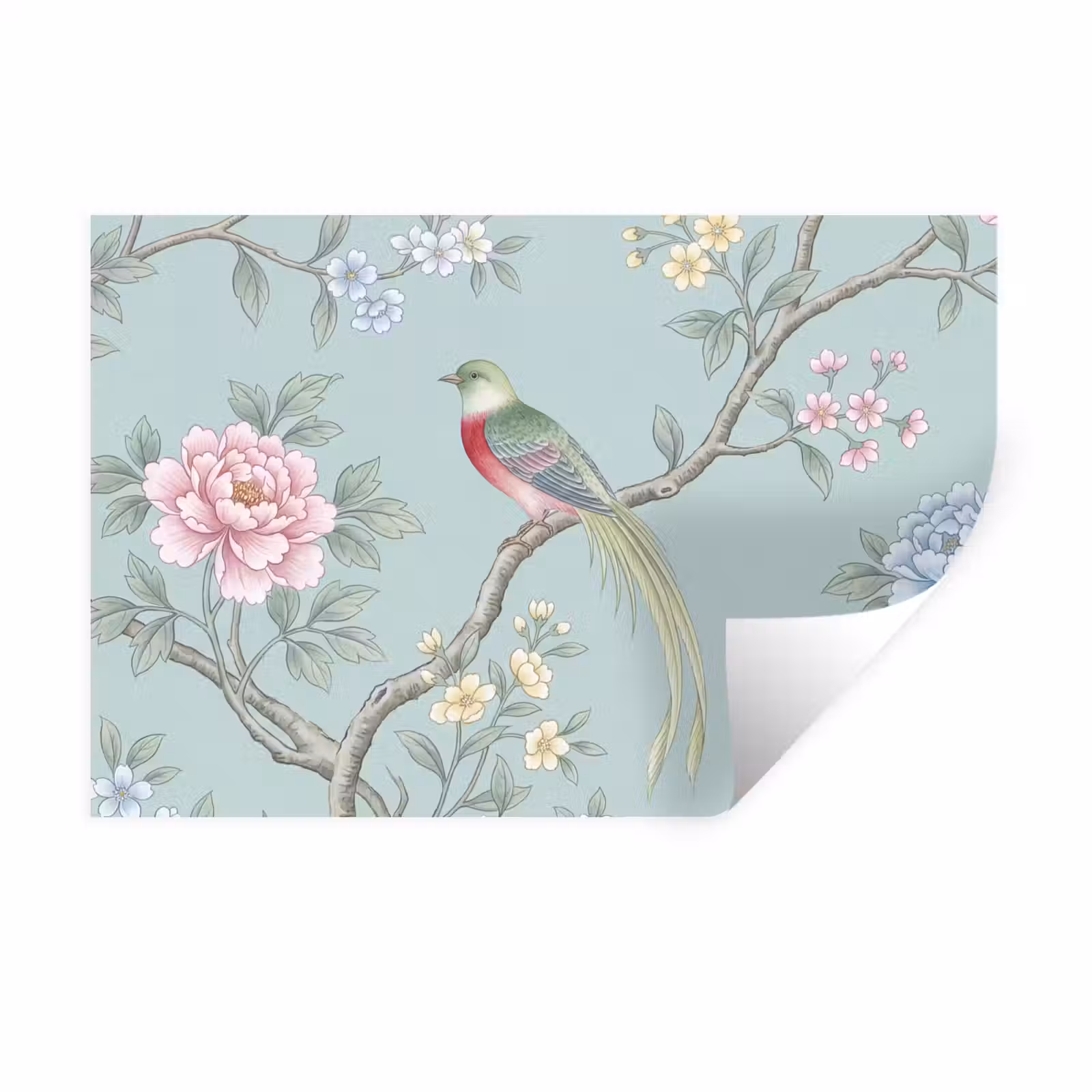 Muursticker - Vogel - Bloemen - Kleurrijk — 1