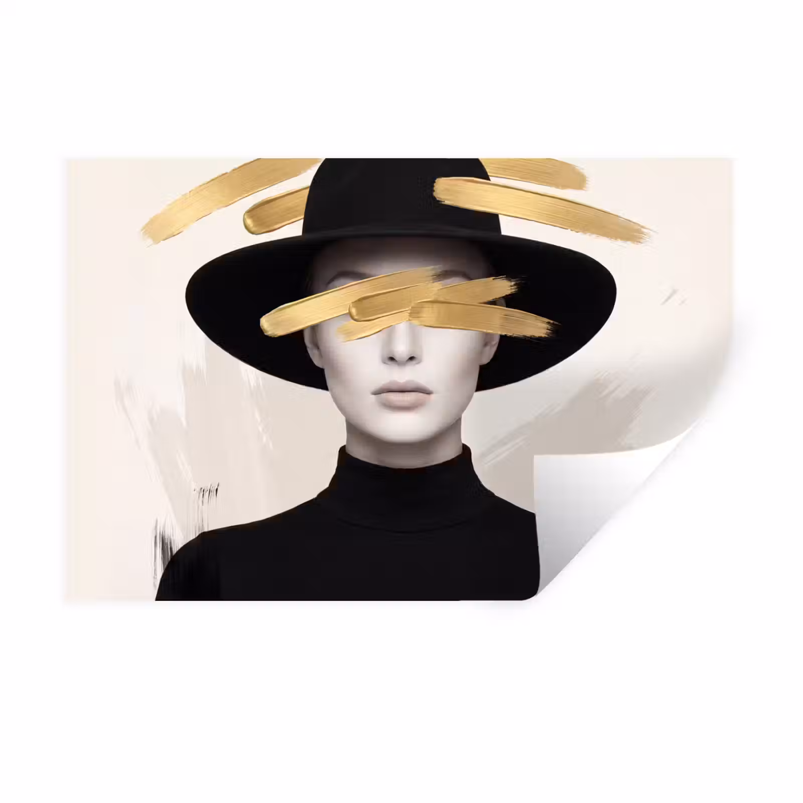Muursticker - Vrouw - Portret - Modern - Goud - Kunst — 1