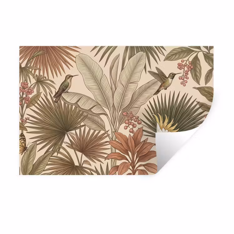 Muursticker - Tropisch - Vogels - Beige — 1